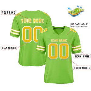 Custom Neon Green Gold-White Classic Style Authentic Football Jersey