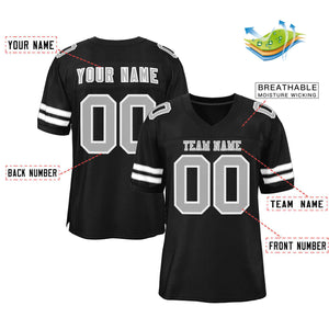 Custom Black Gray-White Classic Style Authentic Football Jersey