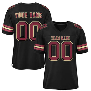 Custom Black Crimson-Old Gold Classic Style Authentic Football Jersey