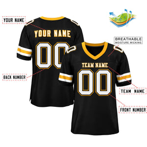 Custom Black White-Yellow Classic Style Mesh Authentic Football Jersey