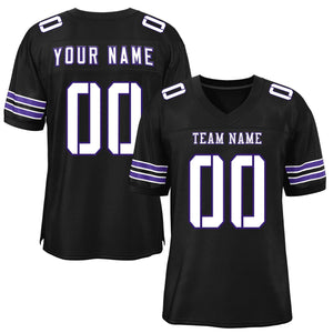 Custom Black White-Purple Classic Style Mesh Authentic Football Jersey