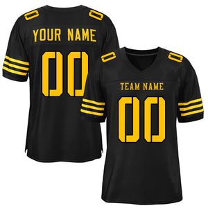 Custom Black Yellow Classic Style Mesh Authentic Football Jersey