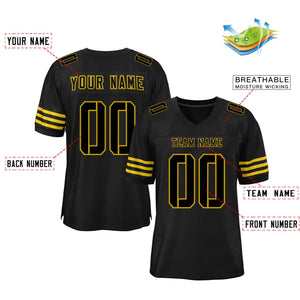 Custom Black Old Gold Classic Style Mesh Authentic Football Jersey