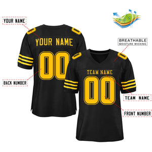 Custom Black Yellow Classic Style Mesh Authentic Football Jersey