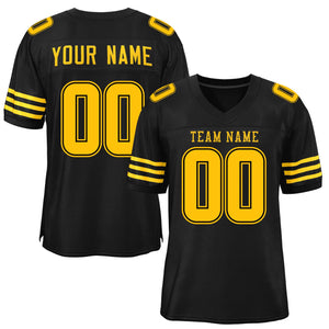 Custom Black Yellow Classic Style Mesh Authentic Football Jersey