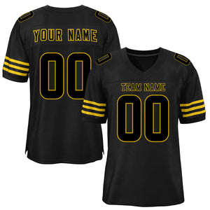 Custom Black Old Gold Classic Style Mesh Authentic Football Jersey