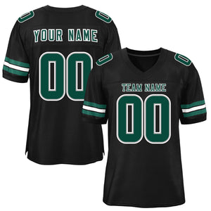 Custom Black Midnight Green-White Classic Style Mesh Authentic Football Jersey