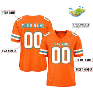 Custom Orange White-Aqua Classic Style Mesh Authentic Football Jersey