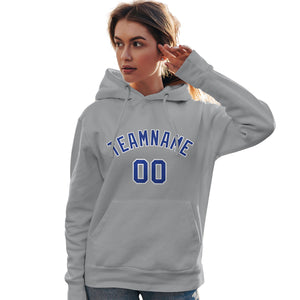 Custom Gray Royal-White Classic Style Personalized Sport Pullover Hoodie