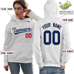 Custom White Navy-Red Classic Style Personalized Sport Pullover Hoodie