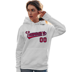 Custom White Red-Navy Classic Style Personalized Sport Pullover Hoodie