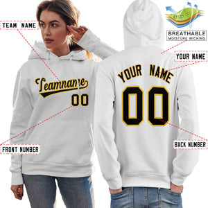 Custom White Gold-Black Classic Style Personalized Sport Pullover Hoodie