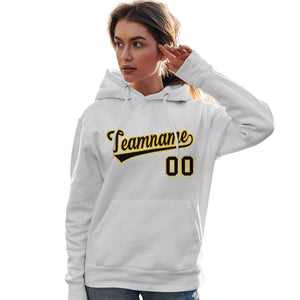 Custom White Gold-Black Classic Style Personalized Sport Pullover Hoodie