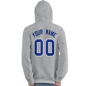 Custom Gray Royal-White Classic Style Personalized Sport Pullover Hoodie