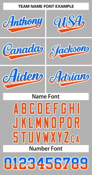 Custom Gray Royal Orange-White Stripe Font Gradient Fashion Authentic Baseball Jersey