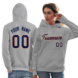 Custom Gray Royal-Orange Classic Style Personalized Sport Pullover Hoodie