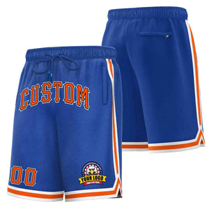 Short de basket-ball en maille de style classique Royal Orange-Blanc personnalisé