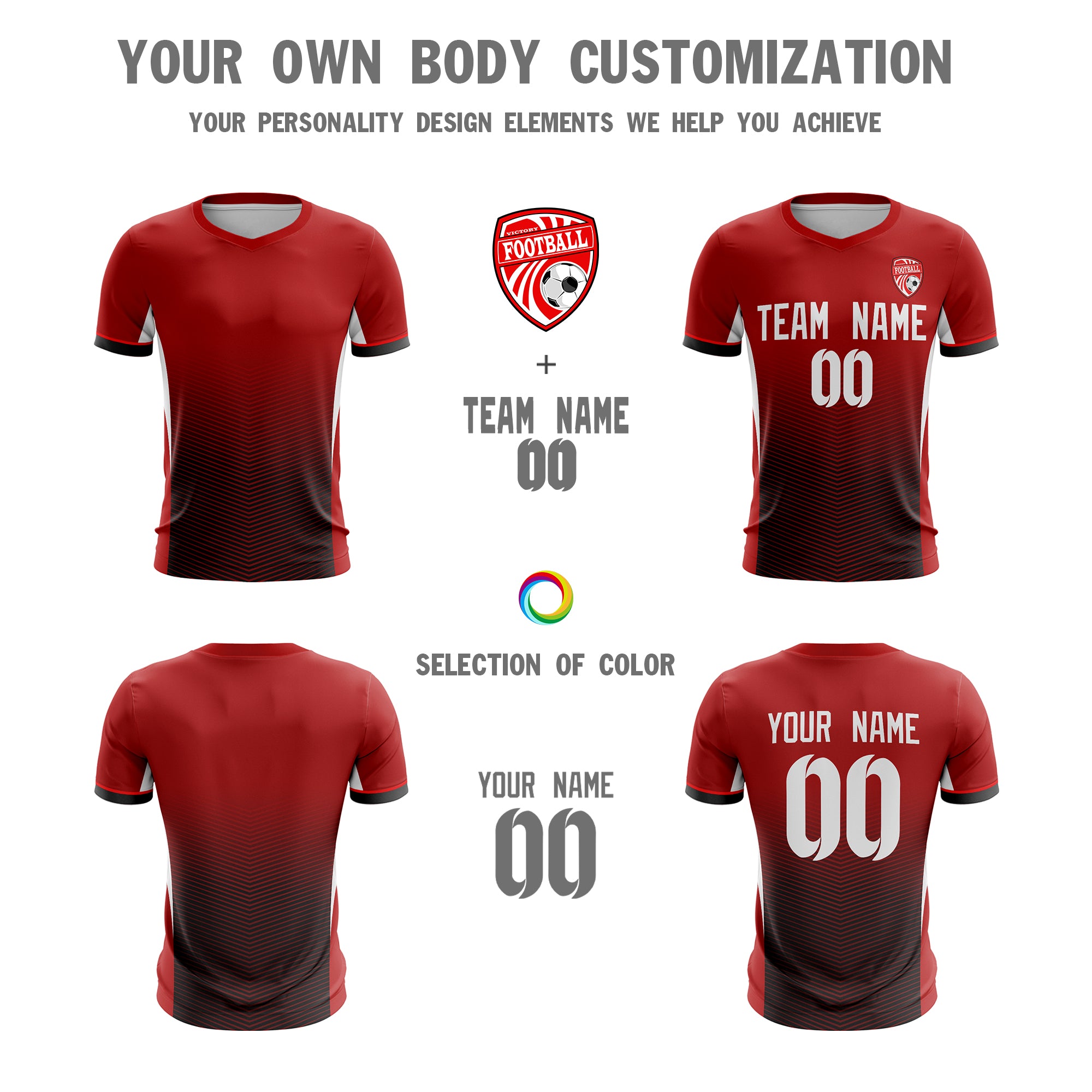 Custom Red White Sport Soccer Tops Jersey