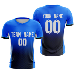 Custom Blue Black Sport Soccer Tops Jersey