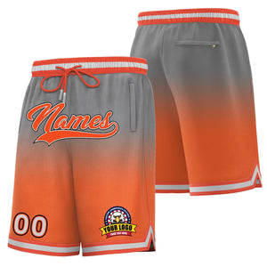 Short de basket-ball de mode dégradé personnalisé gris orange personnalisé