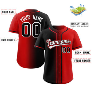 Maillot de baseball authentique à la mode dégradé rouge blanc-noir personnalisé