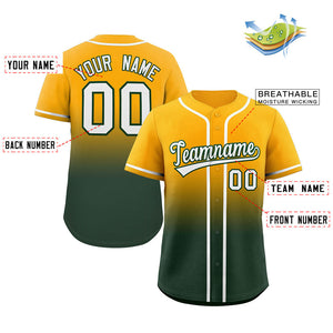 Maillot de baseball authentique à la mode dégradé vert jaune personnalisé