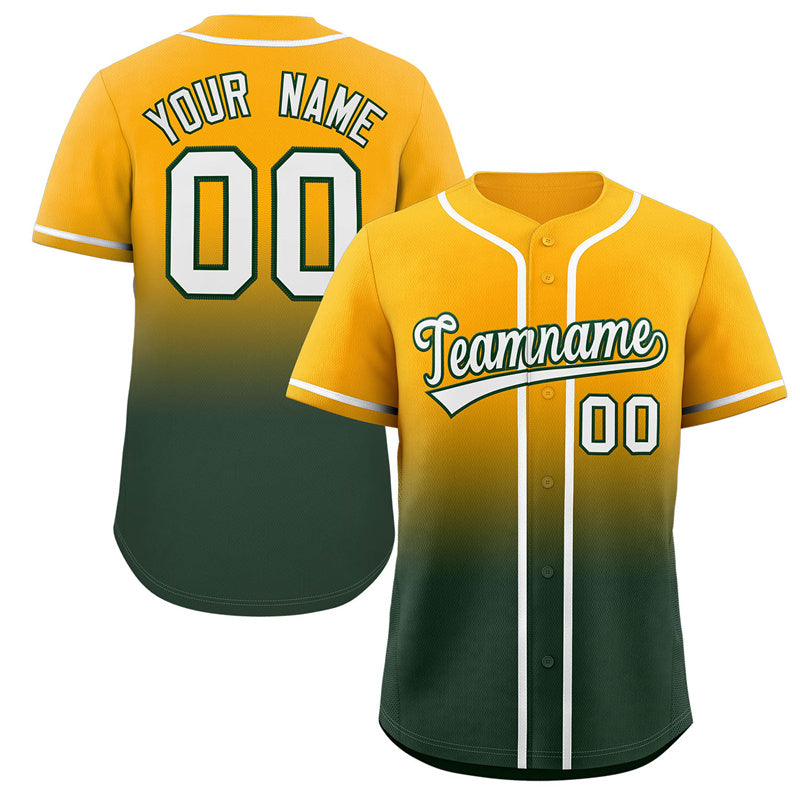 Custom Yellow Green Gradient Fashion Authentic Baseball Jersey