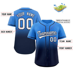 Maillot de baseball authentique à la mode dégradé bleu marine poudre personnalisé