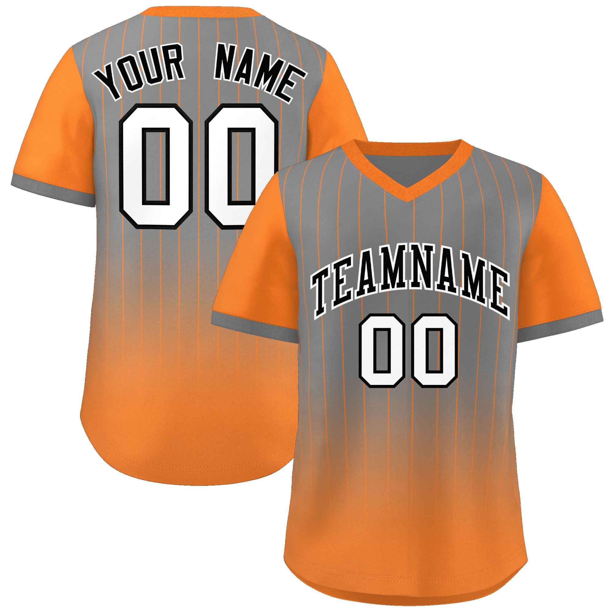 Custom Gray Orange-White Gradient Fashion Authentic Pullover Pinstripe Baseball Jersey