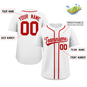 Custom White Red Solider Classic Style Authentic Baseball Jersey