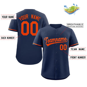 Custom Navy Orange Solider Classic Style Authentic Baseball Jersey