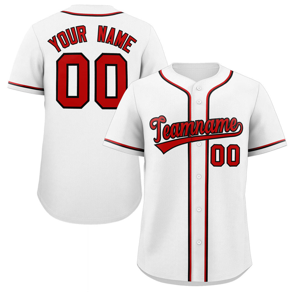 Custom White Red-Black Classic Style Authentic Baseball Jersey