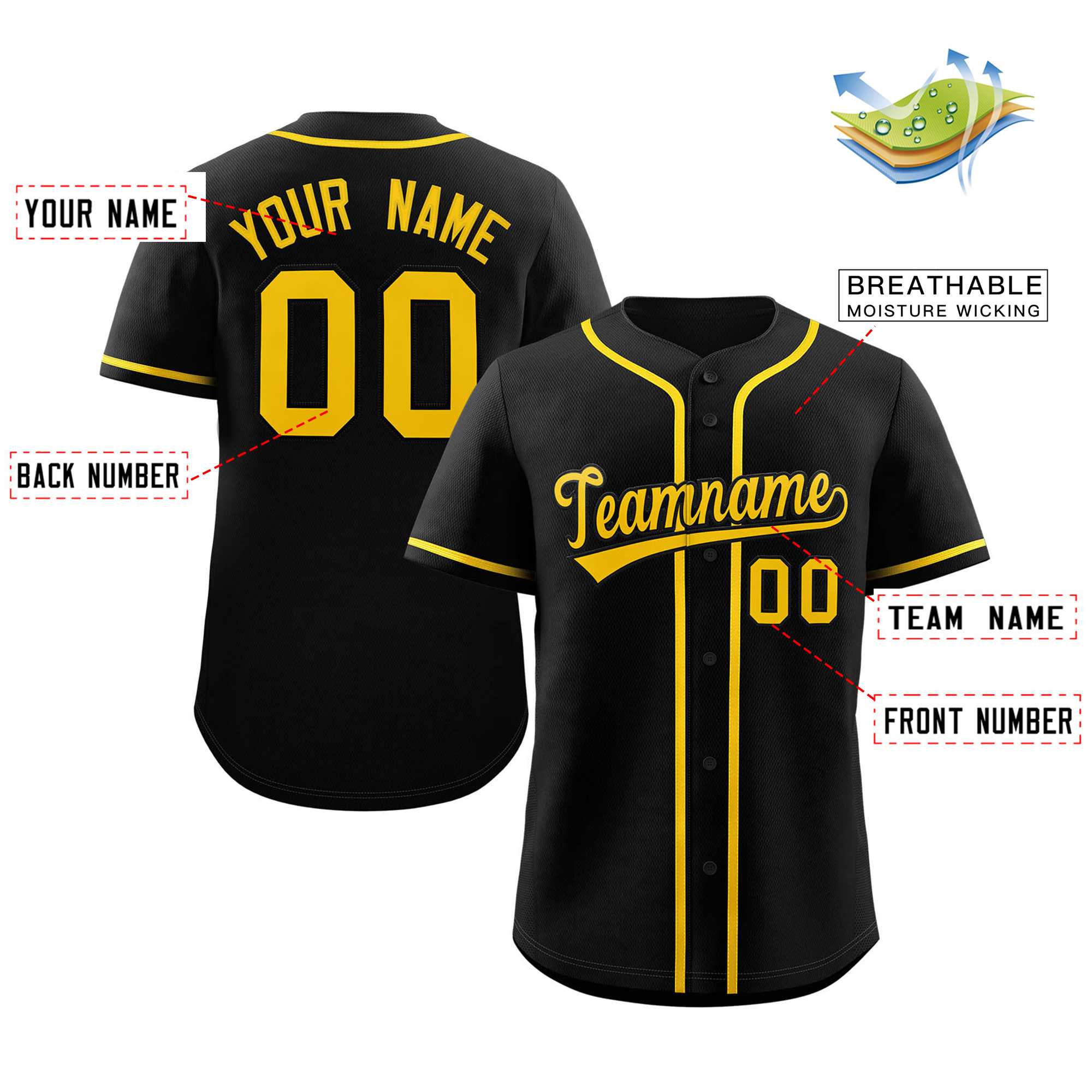 black and gold baseball jersey