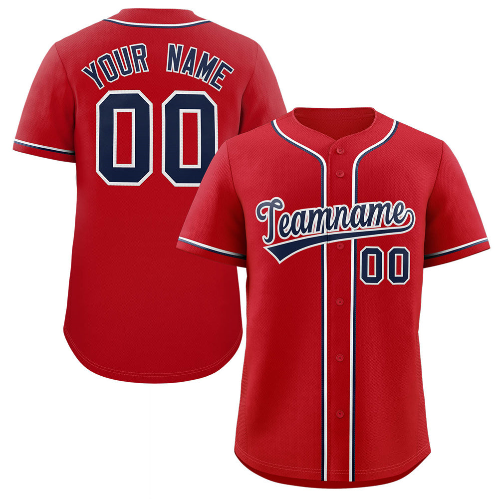 Custom Red Navy-White Classic Style Authentic Baseball Jersey