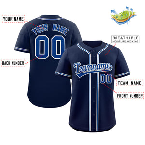 Maillot de baseball authentique de style classique bleu marine personnalisé gris royal