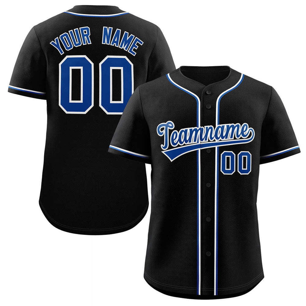 Custom Black Royal-White Classic Style Authentic Baseball Jersey