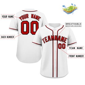 Custom White Red-Black Classic Style Authentic Baseball Jersey