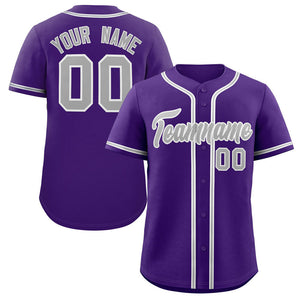 Custom Purple Gray-White Classic Style Authentic Baseball Jersey