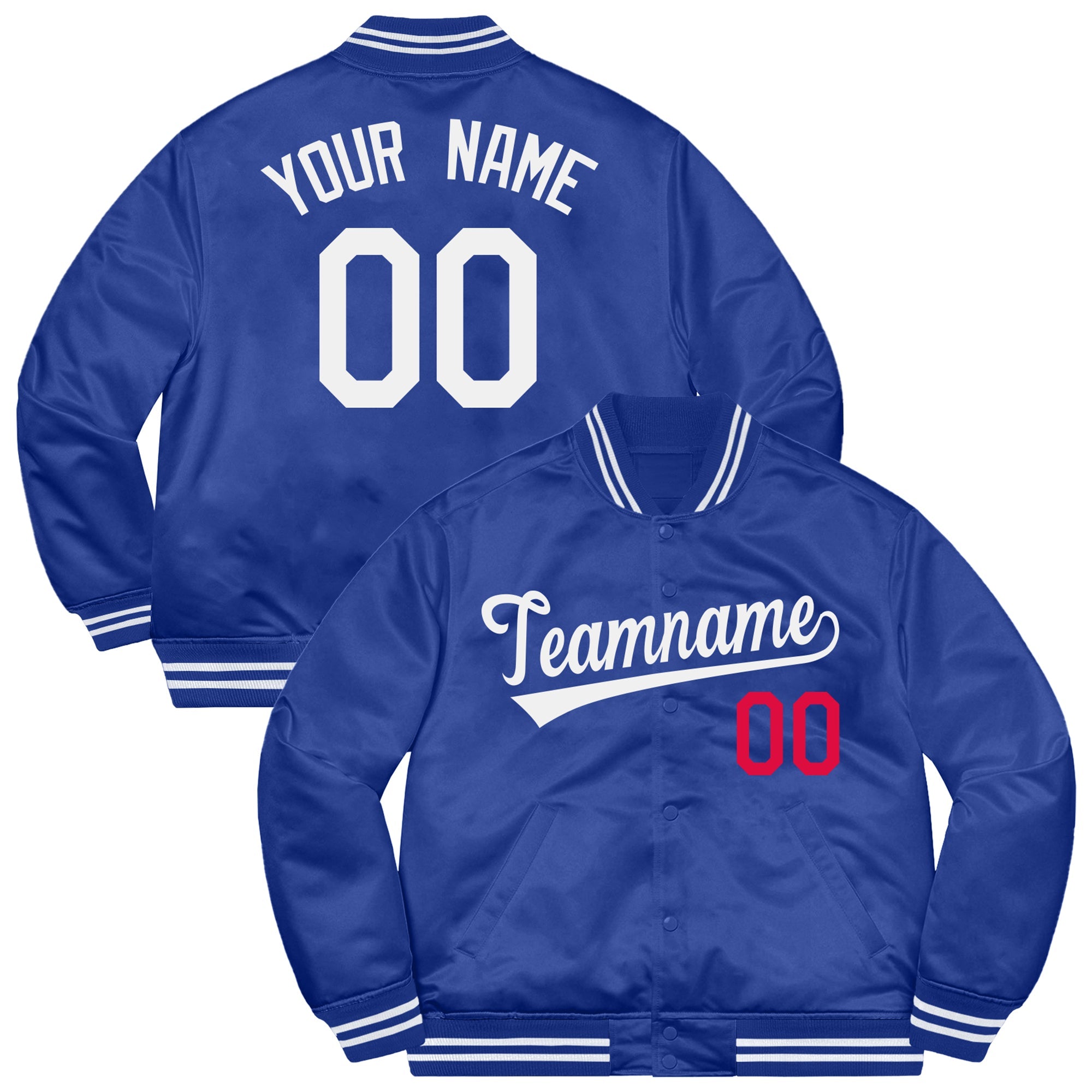 Custom Royal White-Red Letterman Solider Classic Style Varsity Full-Snap Jacket