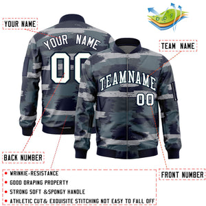 Custom White Black Varsity Full-Zip Camo Letterman Bomber Jacket