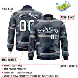 Custom White Black Varsity Full-Zip Camo Letterman Bomber Jacket