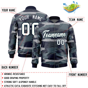 Custom White Black Varsity Full-Zip Camo Letterman Bomber Jacket