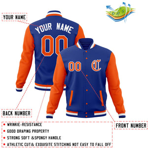 Custom Full-Snap Baseball Coats Personalized Varsity Letterman Jackets with Raglan Sleeves