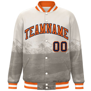 Custom Cream Orange-Navy Denver City Connect Track Varsity Full-Snap Jacket