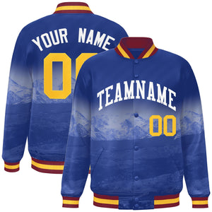 Custom Royal White Denver City Connect Track Varsity Full-Snap Jacket