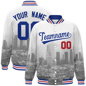 Custom White Royal Los Angeles City Connect Track Varsity Full-Snap Jacket