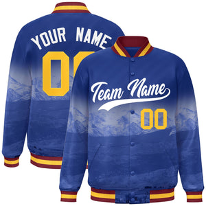 Custom Royal White Denver City Connect Track Varsity Full-Snap Jacket