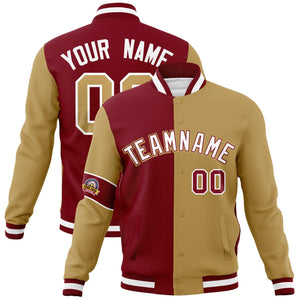 Custom Crimson Old Gold-White Letterman Two Tone Full-Snap Split Fashion Jacket