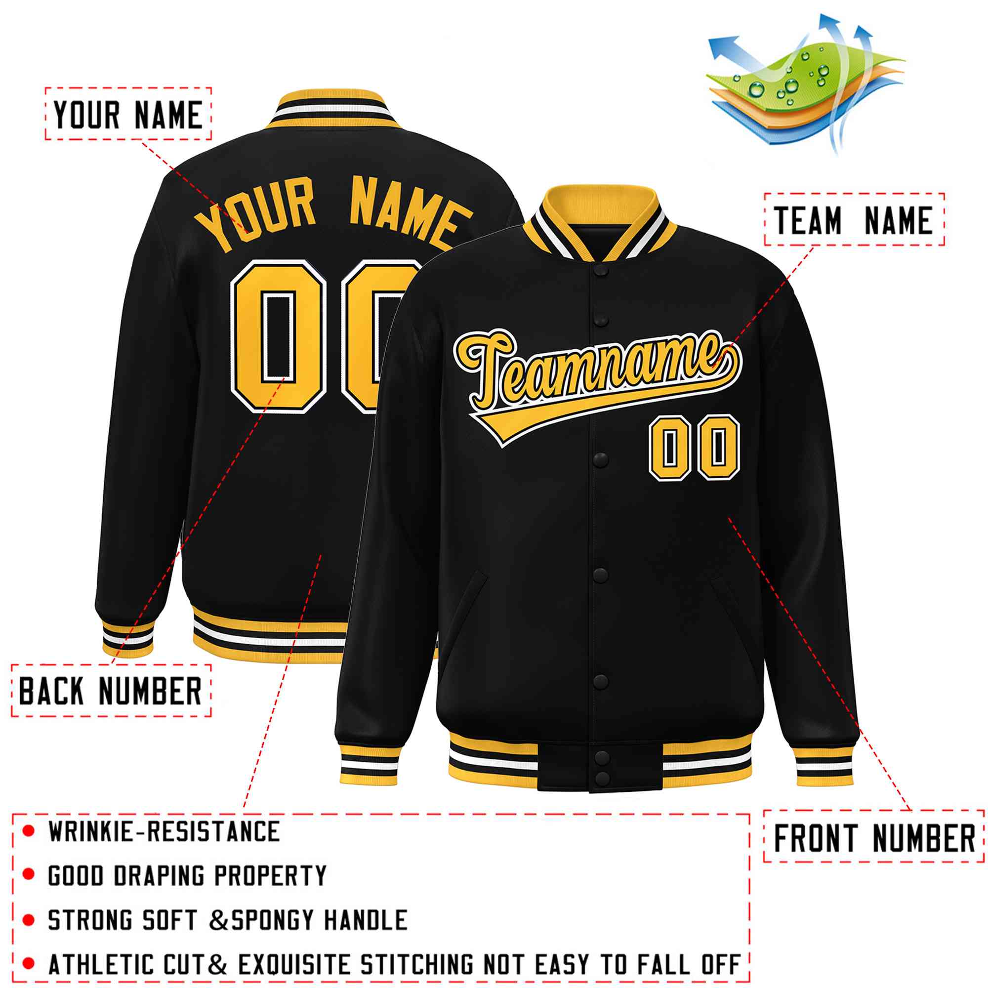 personalized black varsity jackets for school teams