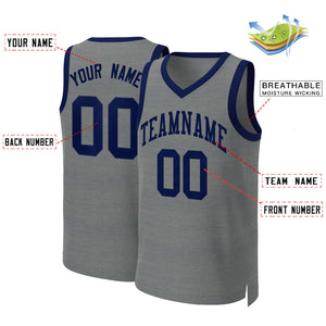 Maillot de basket-ball classique personnalisé gris foncé marine